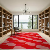 Vibrant Red Geometric Modern Area Rug