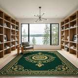 Green Emerald Green Ornate Persian Area Rug