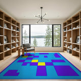 Teal Purple Yellow Geometric Area Rug
