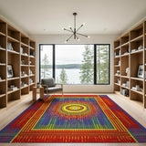 Vibrant Multi-Color Mandala Dot Area Rug