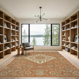 Orange Vintage Floral Medallion Area Rug