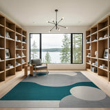 Teal Wave Abstract Grey Geometric Area Rug