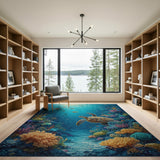 Majestic Sea Turtle Coral Reef Area Rug