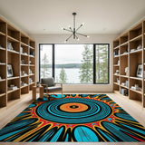 Multi-color and Patterns Vibrant Sunburst Geometric Area Rug