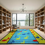 Multi-color and Patterns Vibrant Musical Notes Area Rug