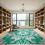 Vibrant Green Mandala Floral Area Rug