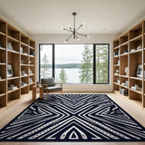 Bold Black White Geometric Zigzag Geometric Modern Area Rug