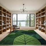 Green Overlapping Leaves Area Rug