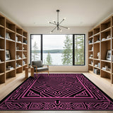 Pink Labyrinth Maze Geometric Area Rug