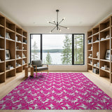 Vibrant Pink Floral Repeating Area Rug