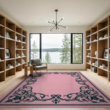 Pink Ornate Scrollwork Area Rug