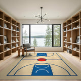 Blue and Teal Basketball Court Geometric Area Rug
