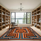 Orange Bold Orange Maze Geometric Area Rug