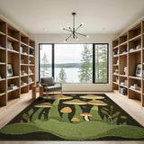 Whimsical Mushroom Cluster Boho Rug