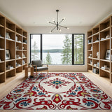 Ornate Red Blue Persian Medallion Area Rug