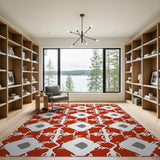 Red Bold Red Geometric Diamond Area Rug