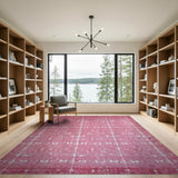 Pink Bow Grid Geometric Area Rug