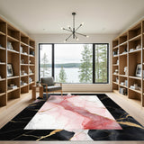 Pink Marble Gold Vein Area Rug