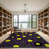 Neon Purple Yellow Lotus Bloom Area Rug