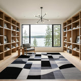 Geometric Modern Geometric Black Grey Area Rug