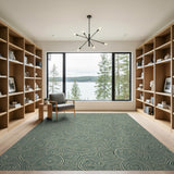 Green Green Swirl Abstract Area Rug