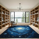 Cosmic Spiral Moon Night Sky Area Rug