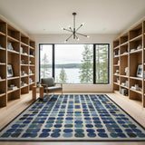 Blue and Teal Blue Teal Geometric Circle Area Rug