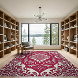 Opulent Red Persian Floral Medallion Rug