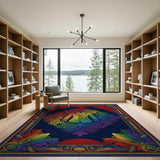 Rainbow Jacket Peacock Frame Area Rug