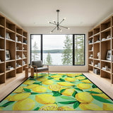 Fruit Pattern Multi-color and Patterns Vibrant Lemon Fruit Pattern Area Rug