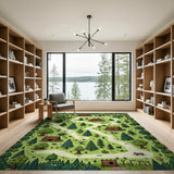 Starry Forest Village Path Area Rug