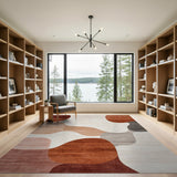 Abstract Rust Blob Area Rug in Beige Cream