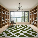 Green Lattice Geometric Area Rug