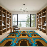 Teal Moroccan Arched Facade Rug