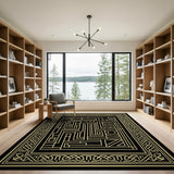 Gold Maze Labyrinth Geometric Area Rug