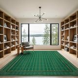 Emerald Green Gold Geometric Trellis Area Rug
