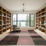 Pink Black Geometric Dot Patchwork Rug