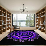 Purple Hypnotic Spiral Mandala Area Rug