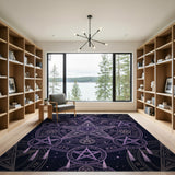 Purple Mystical Pentagram Washable Area Rug
