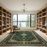 Dark Green Traditional Persian Area Rug