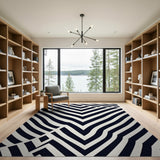 Bold Black White Zigzag Geometric Black and White Area Rug