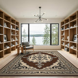 Ornate Beige Brown Traditional Persian Area Rug