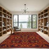 Red Butterfly Floral Vintage Area Rug