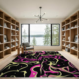 Cosmic Swirl Pink Yellow Abstract Area Rug