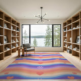 Vibrant Paw Print Heart Wave Kids Rug
