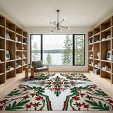 Red and Green Floral Persian Area Rug