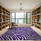 Geometric Modern Purple Wavy Abstract Area Rug