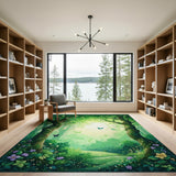 ODIKA Enchanted Forest Washable Area Rug - Non-Slip Low Pile Nature Carpet for Kids & Pets