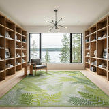 Green Lush Green Fern Fronds Area Rug