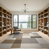 Modern Grey Beige Geometric Block Area Rug
